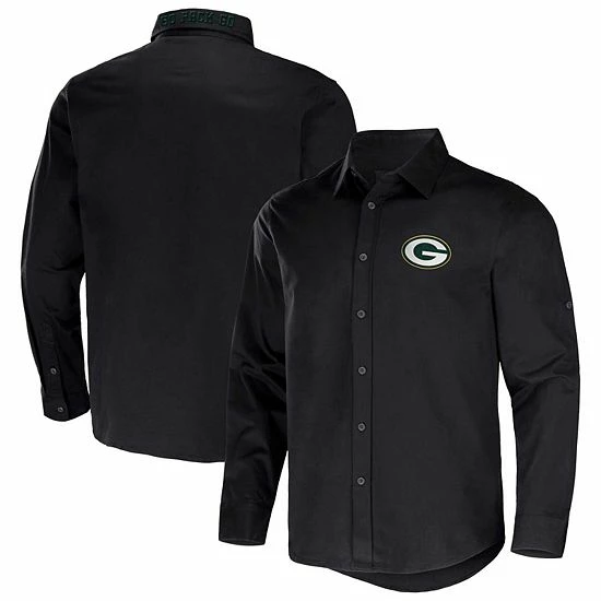 Buy ๐งจ Unbranded Men's NFL X Darius Rucker Collection By Fanatics Black Green Bay Packers Convertible Twill Long Sleeve Button-Up ๐ Shirt ๐ - Image 2