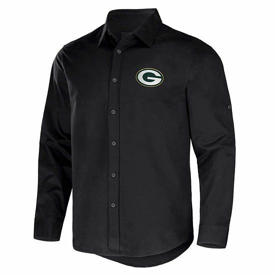 Buy ๐งจ Unbranded Men's NFL X Darius Rucker Collection By Fanatics Black Green Bay Packers Convertible Twill Long Sleeve Button-Up ๐ Shirt ๐ - Image 3
