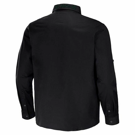 Buy ๐งจ Unbranded Men's NFL X Darius Rucker Collection By Fanatics Black Green Bay Packers Convertible Twill Long Sleeve Button-Up ๐ Shirt ๐ - Image 4
