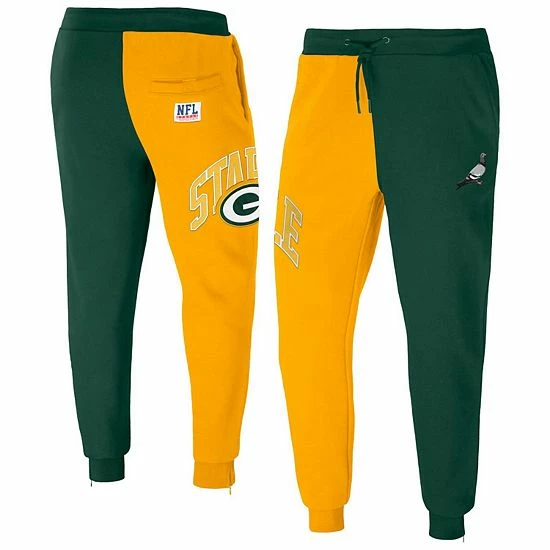 Best Sale 🎁 Unbranded Men's NFL X Staple Hunter Green Green Bay Packers Split Logo Fleece Pants 🎁