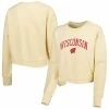 Outlet 💯 Unbranded 👩 Women's League Collegiate Wear Cream Wisconsin Badgers Classic Campus Corded Timber Sweatshirt 😍