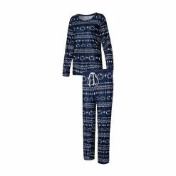 Hot Sale ✨ Unbranded 👩 Women's Concepts Sport Navy Penn State Nittany Lions Flurry Ugly Sweater Long Sleeve T-Shirt & Pants Sleep Set ⌛