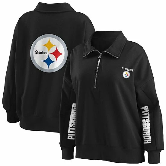 Deals 🎉 Unbranded 👩 Women's WEAR By Erin Andrews Black Pittsburgh Steelers Half-Zip Sweatshirt 🥰