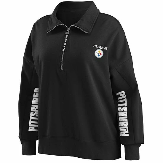 Deals 🎉 Unbranded 👩 Women's WEAR By Erin Andrews Black Pittsburgh Steelers Half-Zip Sweatshirt 🥰 - Image 3