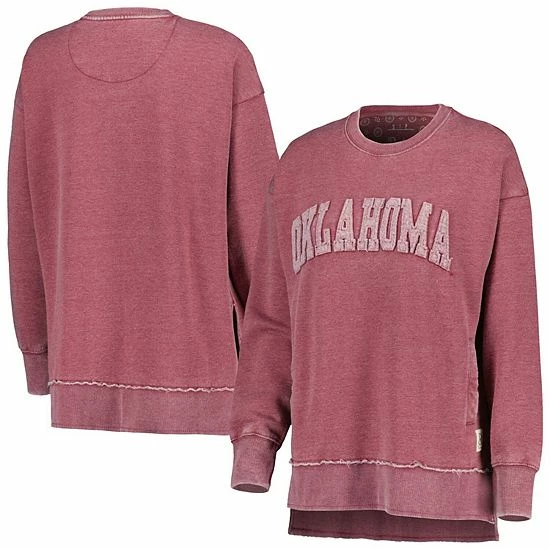 Flash Sale 😍 Unbranded 👩 Women's Pressbox Crimson Oklahoma Sooners Marniville Vintage Wash Pullover Sweatshirt 😍 - Image 2