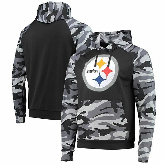 Best deal 🎉 Unbranded Men's FOCO Black Pittsburgh Steelers Camo Raglan Pullover Hoodie 👍 - Image 2