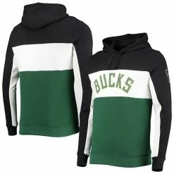 Brand new 👏 Unbranded Men's Junk Food Black/White Milwaukee Bucks Wordmark Colorblock Fleece Pullover Hoodie 🔥