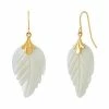 Coupon 😉 Unbranded 10k Gold 👩 Mother Of Pearl Leaf Drop Earrings 🧨