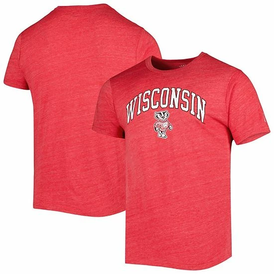 Cheapest ๐ Unbranded Men's League Collegiate Wear Heather Red Wisconsin Badgers 1965 Arch Victory Falls Tri-Blend T-Shirt ๐งจ - Image 2