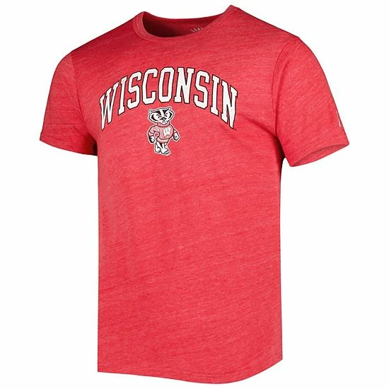 Cheapest ๐ Unbranded Men's League Collegiate Wear Heather Red Wisconsin Badgers 1965 Arch Victory Falls Tri-Blend T-Shirt ๐งจ - Image 3