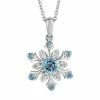 Best Sale ✨ Unbranded Sterling Silver Round Blue Topaz & White Zircon Accent Snowflake Pendant Necklace 😉