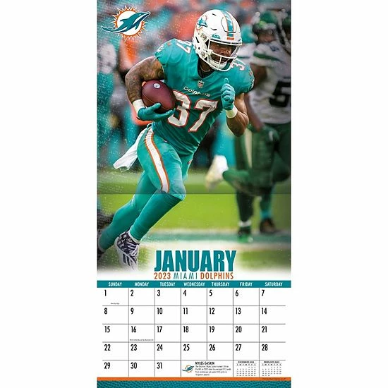 Outlet 😉 Unbranded Miami Dolphins 2023 12" X 12" Team Wall Calendar 😍 - Image 4