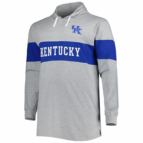 Outlet ๐ Unbranded Men's Heathered Gray/Royal Kentucky Wildcats Big & Tall Long Sleeve Jersey Hoodie T-Shirt ๐ - Image 3