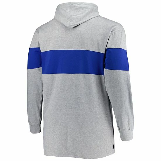 Outlet ๐ Unbranded Men's Heathered Gray/Royal Kentucky Wildcats Big & Tall Long Sleeve Jersey Hoodie T-Shirt ๐ - Image 4