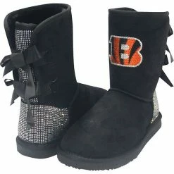 Best Sale 🎉 Unbranded 👩 Women's Cuce Cincinnati Bengals Team Colored Faux Suede Crystal Back 🥾 Boots ✔️