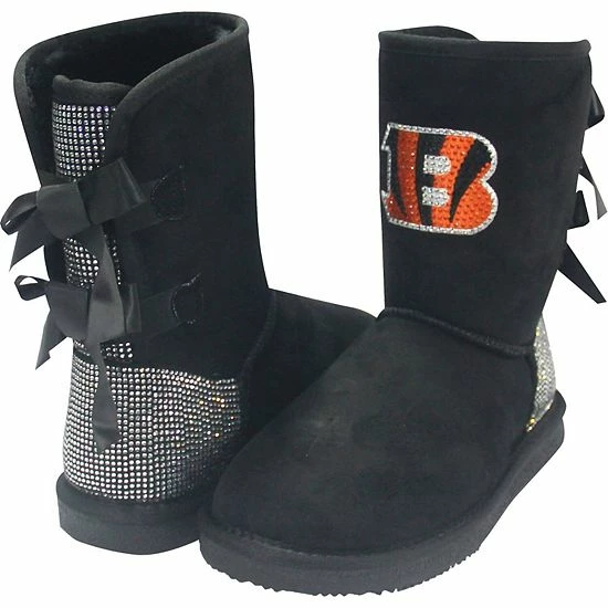 Best Sale 🎉 Unbranded 👩 Women's Cuce Cincinnati Bengals Team Colored Faux Suede Crystal Back 🥾 Boots ✔️