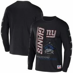 Best Pirce ✔️ Unbranded Men's NFL X Staple Black New York Giants World Renowned Long Sleeve T-Shirt 🥰