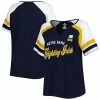 New ✨ Unbranded 👩 Women's Navy Notre Dame Fighting Irish Plus Size Arch Raglan Notch Neck T-Shirt 😀