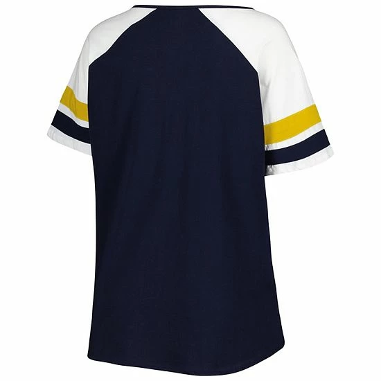 New ✨ Unbranded 👩 Women's Navy Notre Dame Fighting Irish Plus Size Arch Raglan Notch Neck T-Shirt 😀 - Image 4