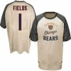 Hot Sale 🤩 Unbranded Men's Justin Fields Oatmeal Chicago Bears Big & Tall Player Name & Number Raglan T-Shirt ✔️