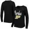Coupon 🌟 Unbranded 👩 Women's Black Purdue Boilermakers Payton Elbow Patch Slub Raglan Long Sleeve T-Shirt 🛒