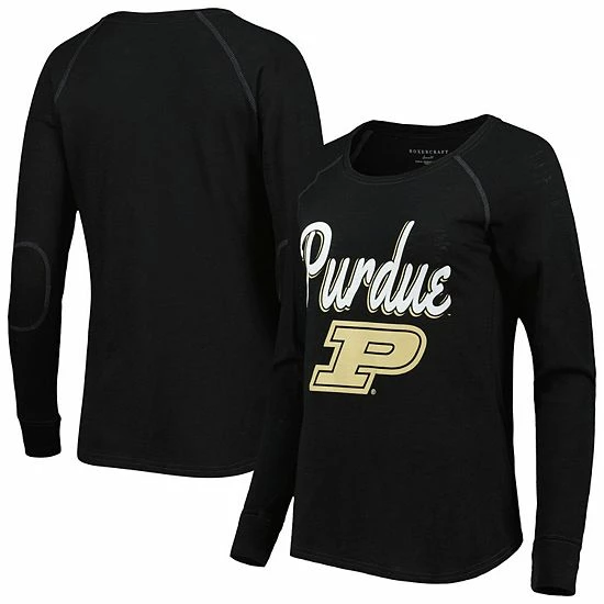 Coupon ๐ Unbranded ๐ฉ Women's Black Purdue Boilermakers Payton Elbow Patch Slub Raglan Long Sleeve T-Shirt ๐ - Image 2