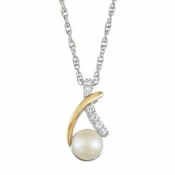 Best Sale 👏 Unbranded Sterling Silver & 10k Gold Freshwater Cultured Pearl Pendant Necklace 👍