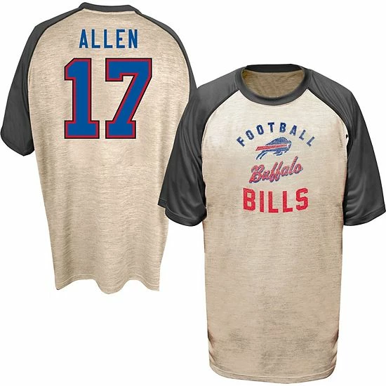 Discount 😀 Unbranded Men's Josh Allen Oatmeal Buffalo Bills Big & Tall Player Name & Number Raglan T-Shirt 👏