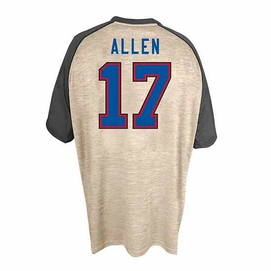 Discount 😀 Unbranded Men's Josh Allen Oatmeal Buffalo Bills Big & Tall Player Name & Number Raglan T-Shirt 👏 - Image 4