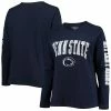 Cheapest 💯 Unbranded 👩 Women's Navy Penn State Nittany Lions Plus Size Campus Arch Logo 2-Hit Scoop Neck Long Sleeve T-Shirt 😉