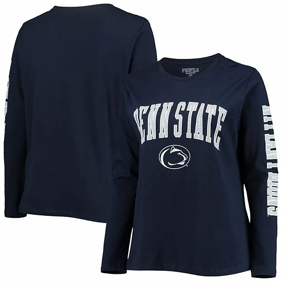 Cheapest ๐ฏ Unbranded ๐ฉ Women's Navy Penn State Nittany Lions Plus Size Campus Arch Logo 2-Hit Scoop Neck Long Sleeve T-Shirt ๐ - Image 2