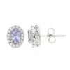 Cheapest 🧨 Unbranded 👩 Women's 6mmX4mm Oval Genuine Tanzanite With White Topaz Halo In Sterling Silver Earrings 🧨