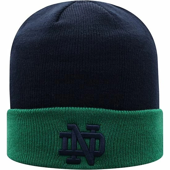 New ✔️ Unbranded Men's Top Of The World Navy/Green Notre Dame Fighting Irish Core 2-Tone Cuffed Knit Hat 🥰 - Image 2