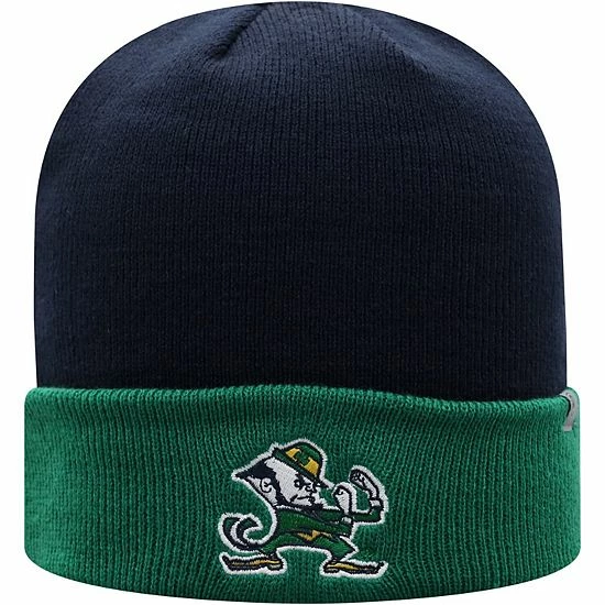 New ✔️ Unbranded Men's Top Of The World Navy/Green Notre Dame Fighting Irish Core 2-Tone Cuffed Knit Hat 🥰 - Image 3