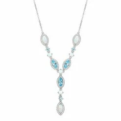 Brand new 🥰 Unbranded Lab-Created Opal, Lab-Created White Sapphire & Blue Topaz Y Necklace 🧨