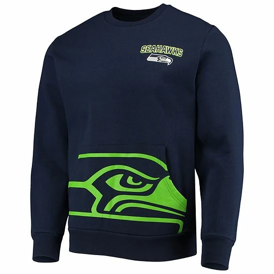 Buy 🎁 Unbranded Men's FOCO College Navy Seattle Seahawks Pocket Pullover Sweater 🛒 - Image 3