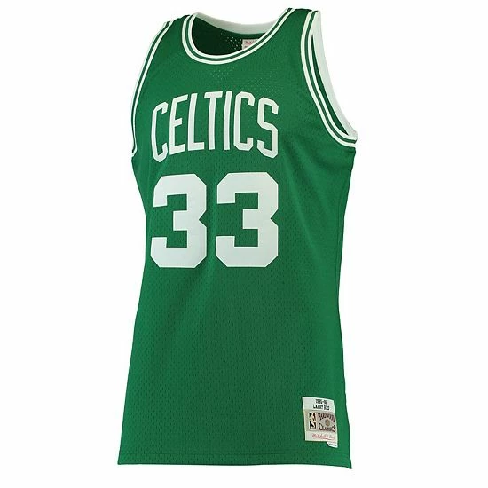 Discount ๐ Unbranded Men's Mitchell & Ness Larry Bird Kelly Green Boston Celtics 1985-86 Hardwood Classics Swingman Jersey ๐ - Image 3