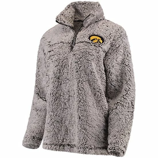Deals โจ Unbranded ๐ฉ Women's Gray Iowa Hawkeyes Sherpa Super Soft Quarter-Zip Pullover Jacket ๐