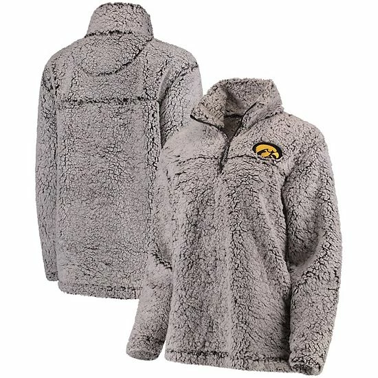 Deals โจ Unbranded ๐ฉ Women's Gray Iowa Hawkeyes Sherpa Super Soft Quarter-Zip Pullover Jacket ๐ - Image 2