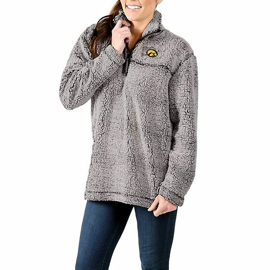 Deals โจ Unbranded ๐ฉ Women's Gray Iowa Hawkeyes Sherpa Super Soft Quarter-Zip Pullover Jacket ๐ - Image 5