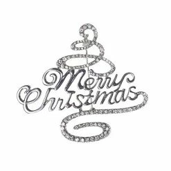 Coupon 🎁 Unbranded Silver-Tone Swirl "Merry ❄ Christmas" Tree Pin 🌟