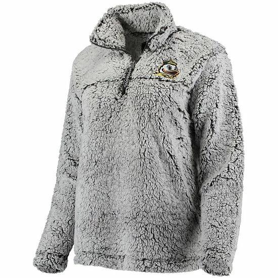Top 10 💯 Unbranded 👩 Women's Gray Oregon Ducks Sherpa Super Soft Quarter-Zip Pullover Jacket 🔔