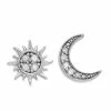 New ⌛ Unbranded Sterling Silver 1/10 Carat T.W. Diamond Moon & Sun Mismatch Stud Earrings 🔔