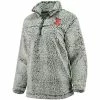 Discount 🔥 Unbranded 👩 Women's Gray Illinois Fighting Illini Sherpa Super Soft Quarter Zip Pullover Jacket 🛒