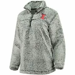 Discount 🔥 Unbranded 👩 Women's Gray Illinois Fighting Illini Sherpa Super Soft Quarter Zip Pullover Jacket 🛒