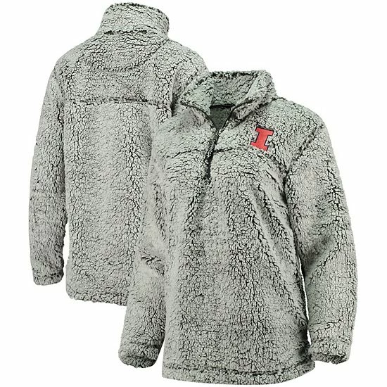 Discount ๐ฅ Unbranded ๐ฉ Women's Gray Illinois Fighting Illini Sherpa Super Soft Quarter Zip Pullover Jacket ๐ - Image 2