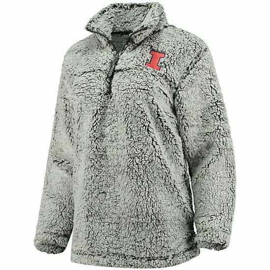 Discount ๐ฅ Unbranded ๐ฉ Women's Gray Illinois Fighting Illini Sherpa Super Soft Quarter Zip Pullover Jacket ๐ - Image 3