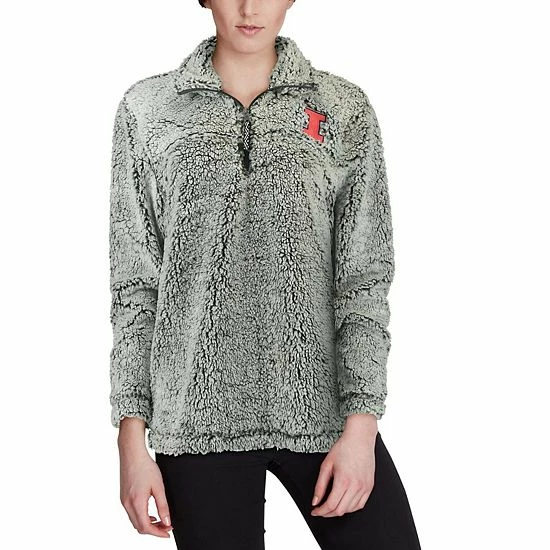 Discount ๐ฅ Unbranded ๐ฉ Women's Gray Illinois Fighting Illini Sherpa Super Soft Quarter Zip Pullover Jacket ๐ - Image 5