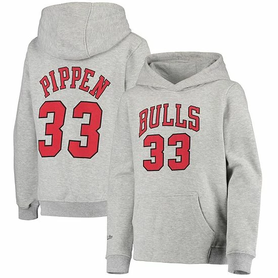 Outlet 😍 Unbranded Youth Mitchell & Ness Scottie Pippen Heathered Gray Chicago Bulls Hardwood Classics Name & Number Pullover Hoodie ❤️ - Image 2