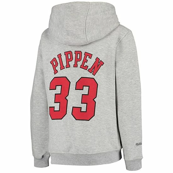 Outlet 😍 Unbranded Youth Mitchell & Ness Scottie Pippen Heathered Gray Chicago Bulls Hardwood Classics Name & Number Pullover Hoodie ❤️ - Image 3